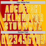 Custom Gold Red-White Lines Sports Sublimation Soccer Uniform Jersey