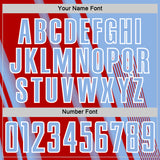 Custom Light Blue Red-White Lines Sports Sublimation Soccer Uniform Jersey