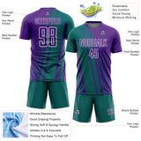 Custom Purple Teal-White Lines Sports Sublimation Soccer Uniform Jersey