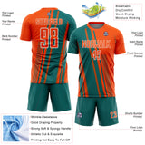 Custom Orange Teal-White Lines Sports Sublimation Soccer Uniform Jersey