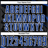 Custom Black Royal-White Lines Sports Sublimation Soccer Uniform Jersey