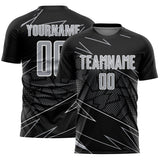 Custom Black Gray-White Lines Sports Sublimation Soccer Uniform Jersey