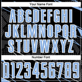 Custom Black Light Blue-White Lines Sports Sublimation Soccer Uniform Jersey