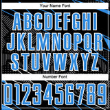 Custom Black Powder Blue-White Lines Sports Sublimation Soccer Uniform Jersey