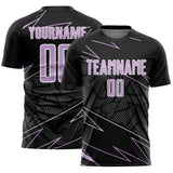 Custom Black Light Purple-White Lines Sports Sublimation Soccer Uniform Jersey