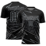 Custom Black Silver Lines Sports Sublimation Soccer Uniform Jersey