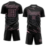 Custom Black Light Pink Lines Sports Sublimation Soccer Uniform Jersey