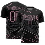 Custom Black Light Pink Lines Sports Sublimation Soccer Uniform Jersey