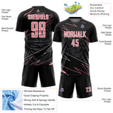 Custom Black Medium Pink-White Lines Sports Sublimation Soccer Uniform Jersey