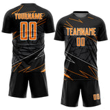 Custom Black Bay Orange-White Lines Sports Sublimation Soccer Uniform Jersey