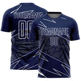 Custom Navy White Lines Sports Sublimation Soccer Uniform Jersey