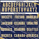 Custom Navy Old Gold-White Lines Sports Sublimation Soccer Uniform Jersey