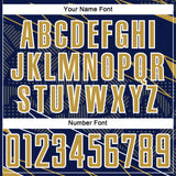 Custom Navy Old Gold-White Lines Sports Sublimation Soccer Uniform Jersey