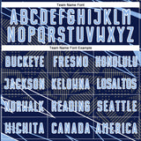 Custom Navy Light Blue-White Lines Sports Sublimation Soccer Uniform Jersey