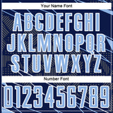 Custom Navy Light Blue-White Lines Sports Sublimation Soccer Uniform Jersey