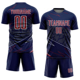 Custom Navy Crimson-White Lines Sports Sublimation Soccer Uniform Jersey