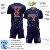 Custom Navy Crimson-White Lines Sports Sublimation Soccer Uniform Jersey