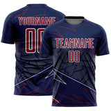 Custom Navy Crimson-White Lines Sports Sublimation Soccer Uniform Jersey
