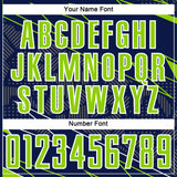 Custom Navy Neon Green-White Lines Sports Sublimation Soccer Uniform Jersey