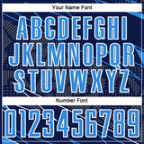 Custom Navy Powder Blue-White Lines Sports Sublimation Soccer Uniform Jersey