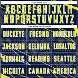 Custom Navy Neon Yellow-White Lines Sports Sublimation Soccer Uniform Jersey