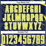 Custom Navy Neon Yellow-White Lines Sports Sublimation Soccer Uniform Jersey