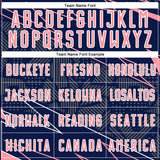 Custom Navy Medium Pink-White Lines Sports Sublimation Soccer Uniform Jersey