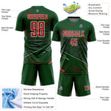 Custom Green Red-White Lines Sports Sublimation Soccer Uniform Jersey
