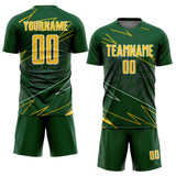 Custom Green Yellow-White Lines Sports Sublimation Soccer Uniform Jersey