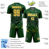 Custom Green Yellow-White Lines Sports Sublimation Soccer Uniform Jersey