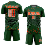 Custom Green Orange-White Lines Sports Sublimation Soccer Uniform Jersey
