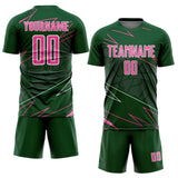 Custom Green Pink-White Lines Sports Sublimation Soccer Uniform Jersey