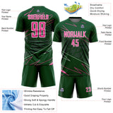 Custom Green Pink-White Lines Sports Sublimation Soccer Uniform Jersey