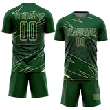 Custom Green Cream Lines Sports Sublimation Soccer Uniform Jersey