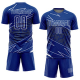 Custom Royal White Lines Sports Sublimation Soccer Uniform Jersey