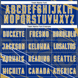 Custom Royal Old Gold-White Lines Sports Sublimation Soccer Uniform Jersey