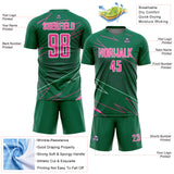 Custom Kelly Green Pink-White Lines Sports Sublimation Soccer Uniform Jersey