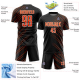 Custom Black Orange-White Lines Sports Sublimation Soccer Uniform Jersey