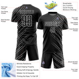 Custom Black White Lines Sports Sublimation Soccer Uniform Jersey