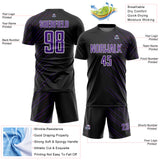 Custom Black Purple-White Lines Sports Sublimation Soccer Uniform Jersey