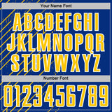 Custom Royal Yellow-White Lines Sports Sublimation Soccer Uniform Jersey