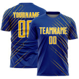 Custom Royal Yellow-White Lines Sports Sublimation Soccer Uniform Jersey