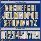 Custom Royal Old Gold-White Lines Sports Sublimation Soccer Uniform Jersey