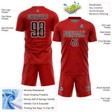 Custom Red Black-White Lines Sports Sublimation Soccer Uniform Jersey