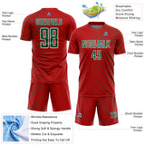 Custom Red Kelly Green-White Lines Sports Sublimation Soccer Uniform Jersey