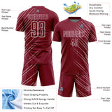 Custom Crimson White Lines Sports Sublimation Soccer Uniform Jersey