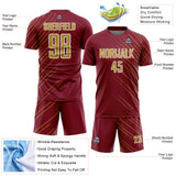 Custom Crimson Old Gold-White Lines Sports Sublimation Soccer Uniform Jersey