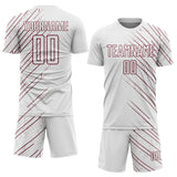 Custom White Burgundy Lines Sports Sublimation Soccer Uniform Jersey