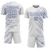 Custom White Royal Lines Sports Sublimation Soccer Uniform Jersey