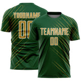 Custom Green Old Gold-White Lines Sports Sublimation Soccer Uniform Jersey